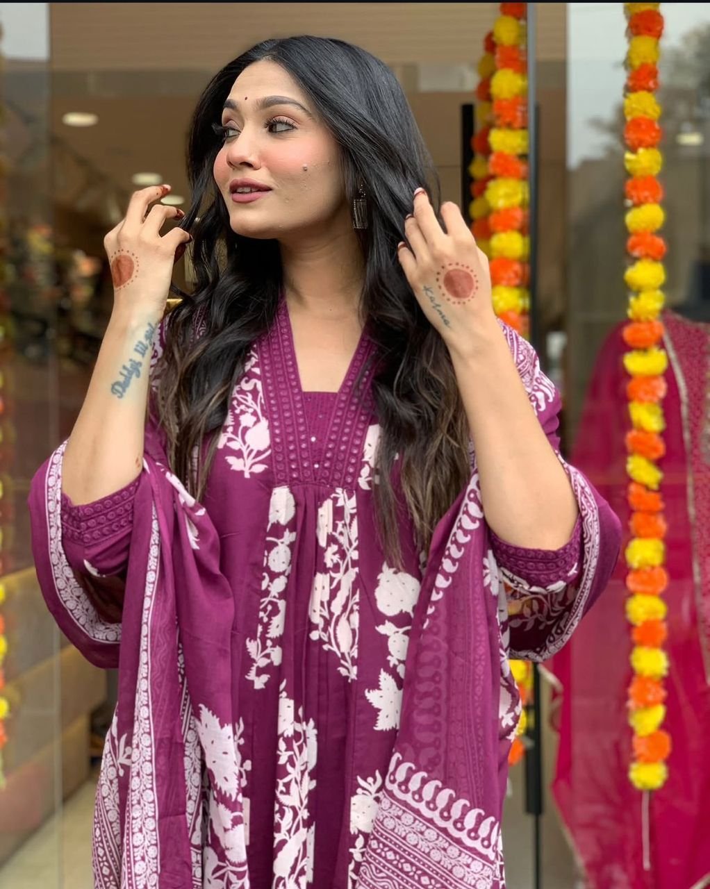 Pure Cotton Embroidered Anarkali Suit Set